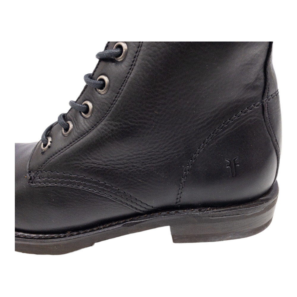 Frye Black Veronica Leather Lace Up Heeled Combat Boots 6.5 - Picture 7 of 12